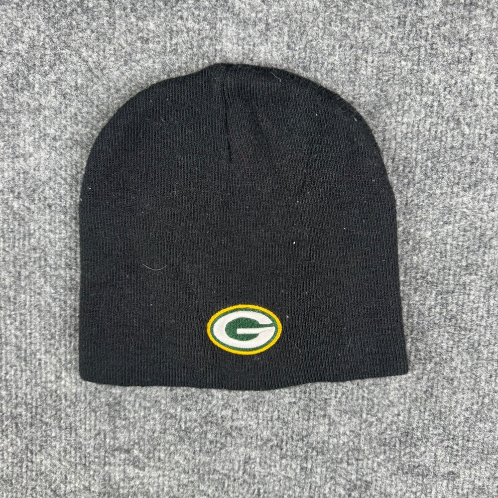 NFL Beanie Mens OSFA Black Green Bay Packers Embroidered Logo Knit Hat Cap